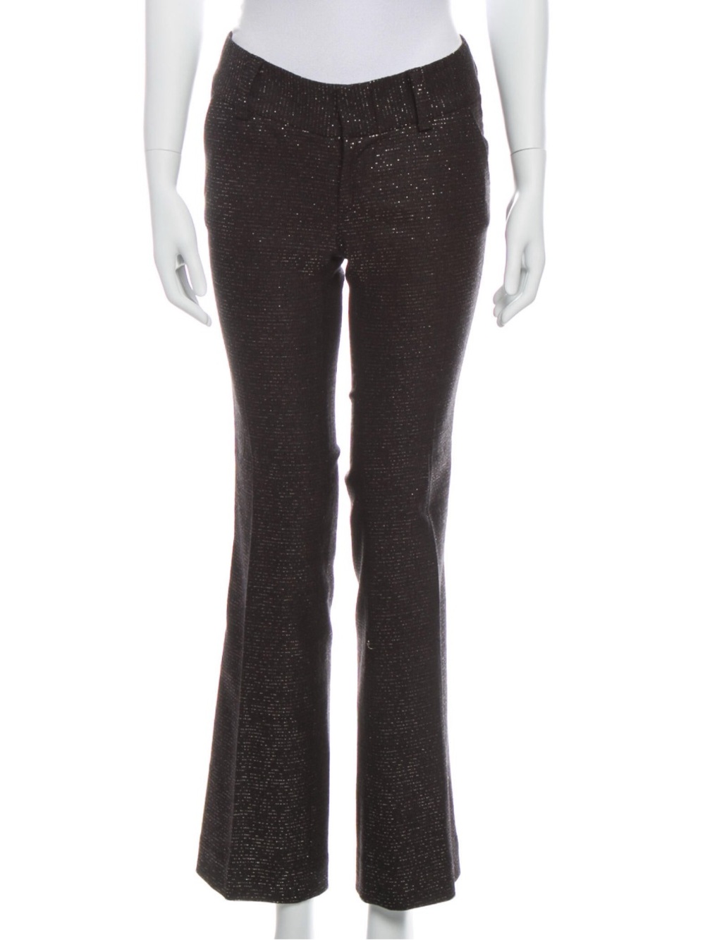 Alice + Olivia Brown Sparkle Wool Flare Trousers